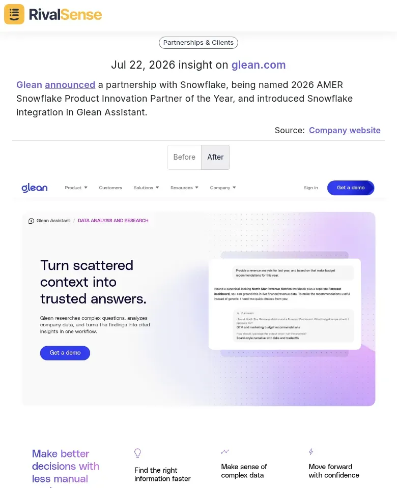 Glean partnership with Snowflake