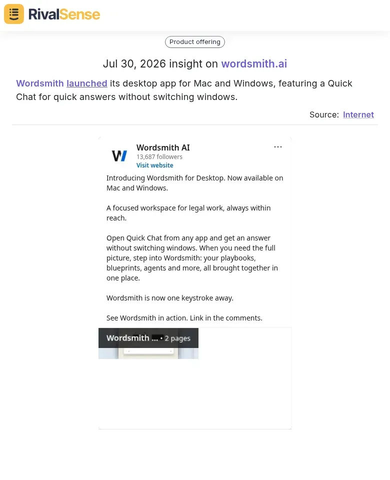 Wordsmith desktop app launch