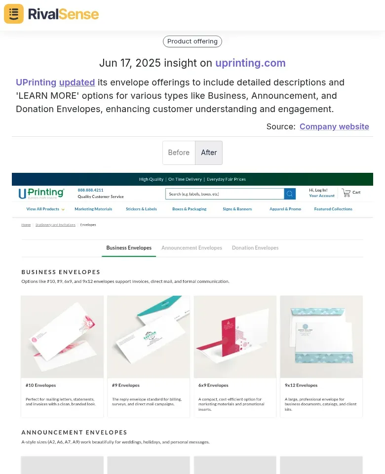 UPrinting envelope descriptions