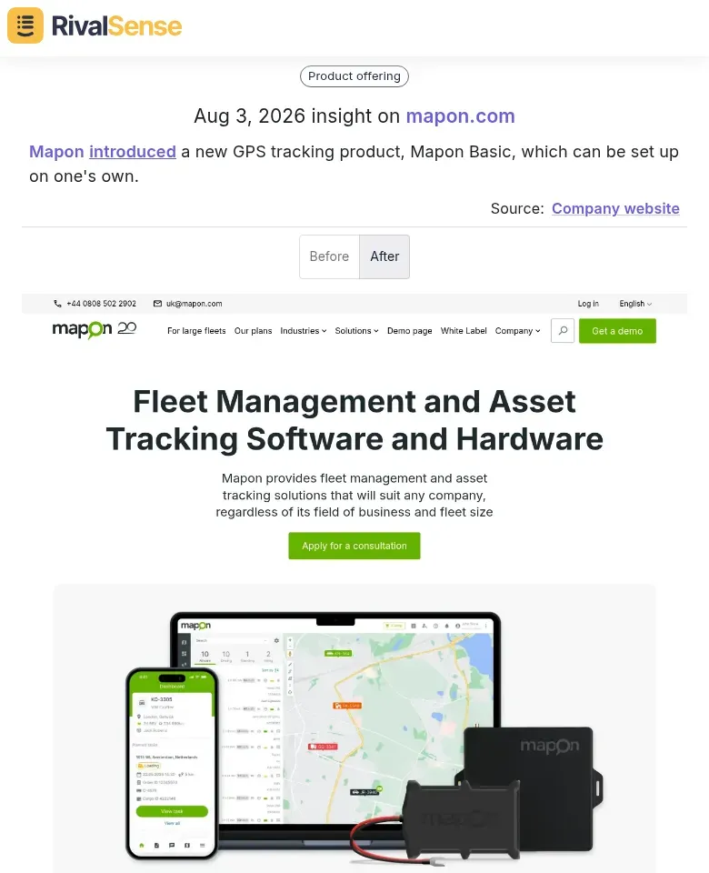 Mapon product launch insight