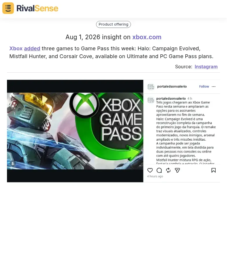 Xbox Game Pass additions