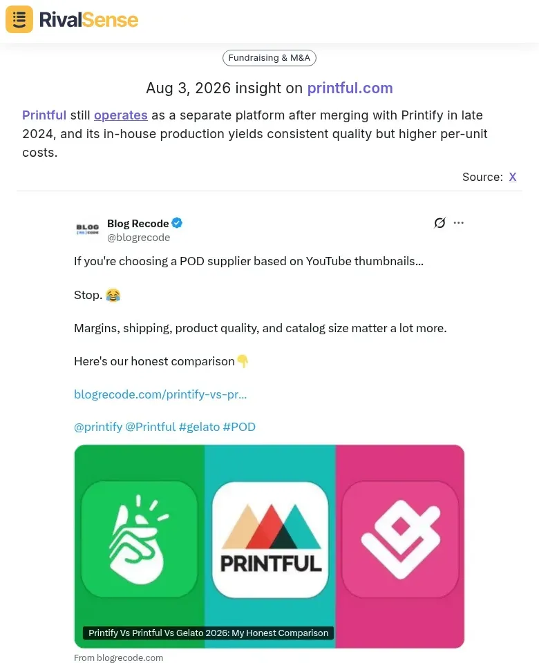 Printful operates separately