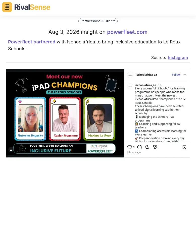 Powerfleet partnership with ischoolafrica